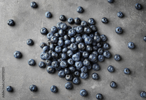 Ripe blueberries on light table
