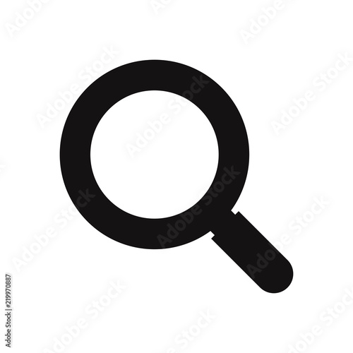 Magnifying glass icon, research vector symbol, magnifier. Loupe sign
