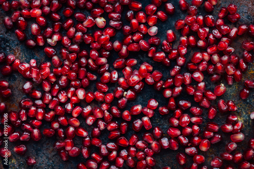 Top view of pomegranate seeds