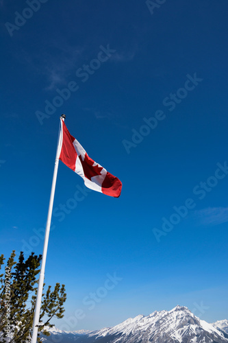 Canada Flag in the Mountains