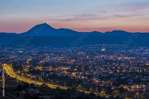 France, Center France, Clermont-Ferrand, Chaine des Puys at sunset photo