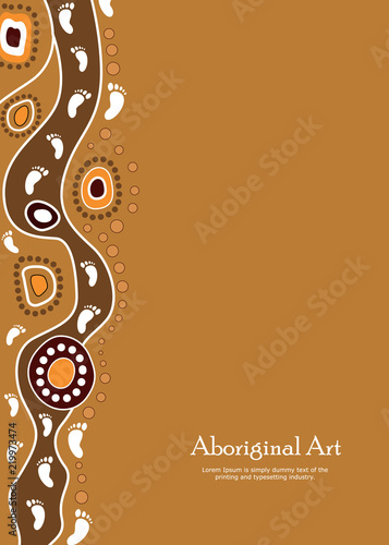 Aboriginal art  vector banner with text.