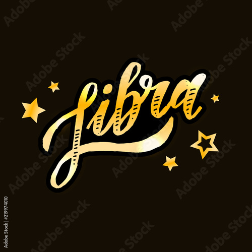 Libra lettering Calligraphy Brush Text horoscope Zodiac sign