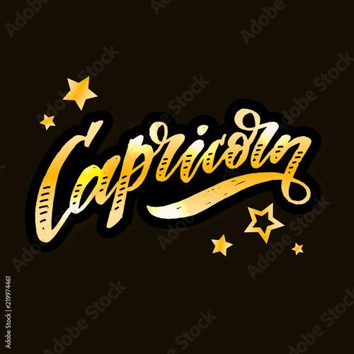 Capricorn lettering Calligraphy Brush Text horoscope Zodiac sign