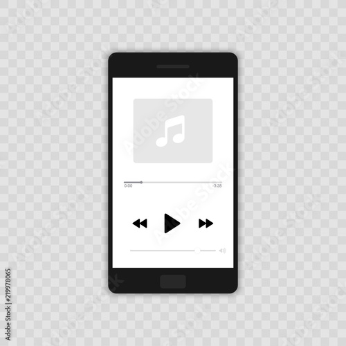 Media player. Mobile music player vector icon illustration flat design. Isolated on transparent background.