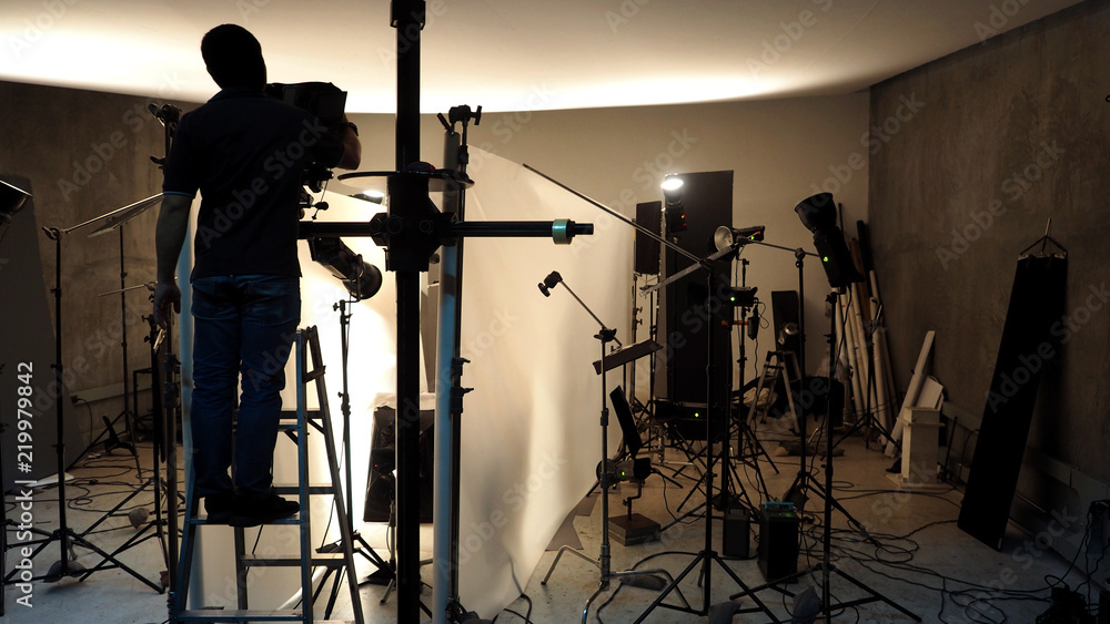 Lighting setup in studio for commercial works such as photo movie or ...