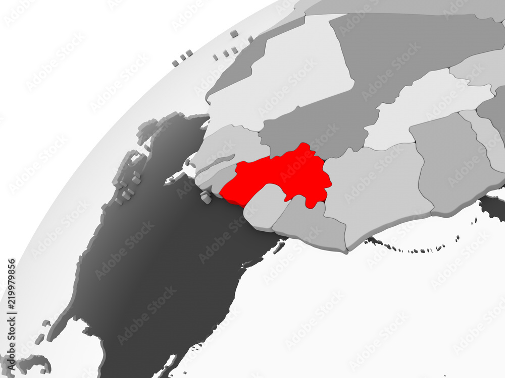 Fototapeta premium Guinea on grey political globe