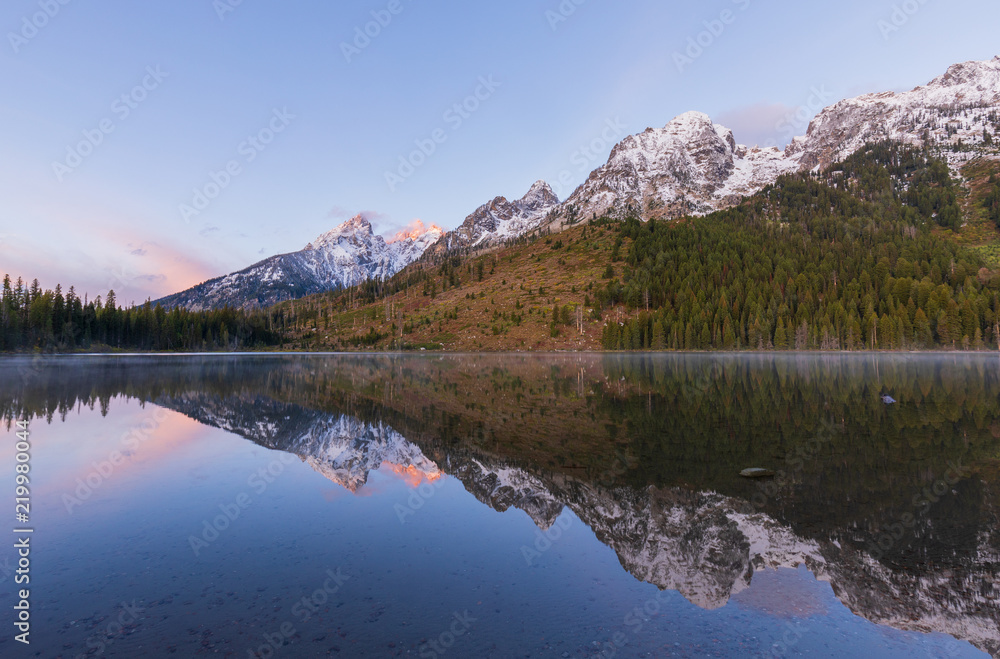 Teton Autumn Reflection at Sunrise in String Lake