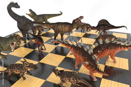 динозавры на шахматной доске © zeleniy9