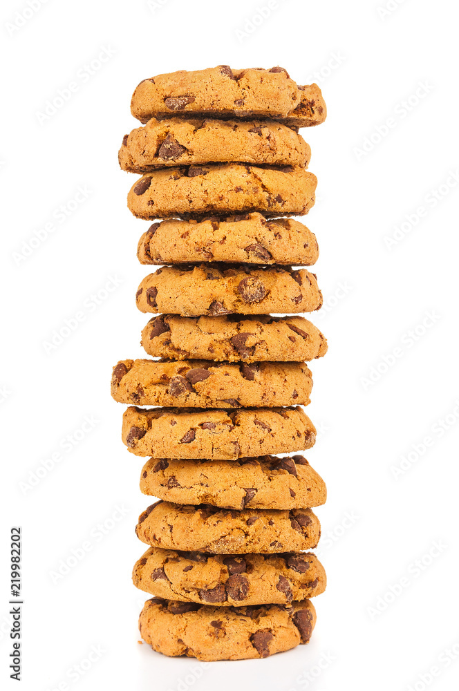 Stack of chocolate cookies isolated on white background Stack of chocolate cookies isolated on white background