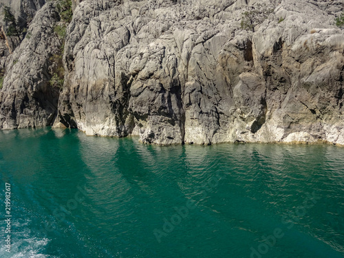 Turquoise lake and mountains. Turkish Green Canyon 