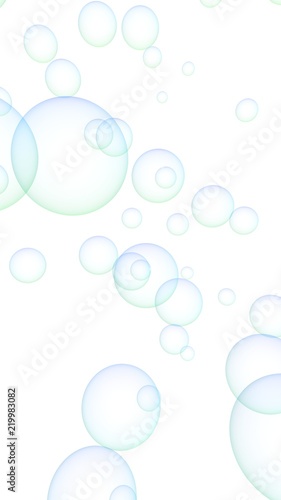 Light pastel colored background with pink bubbles. Wallpaper, texture blue balloons. 3D illustration