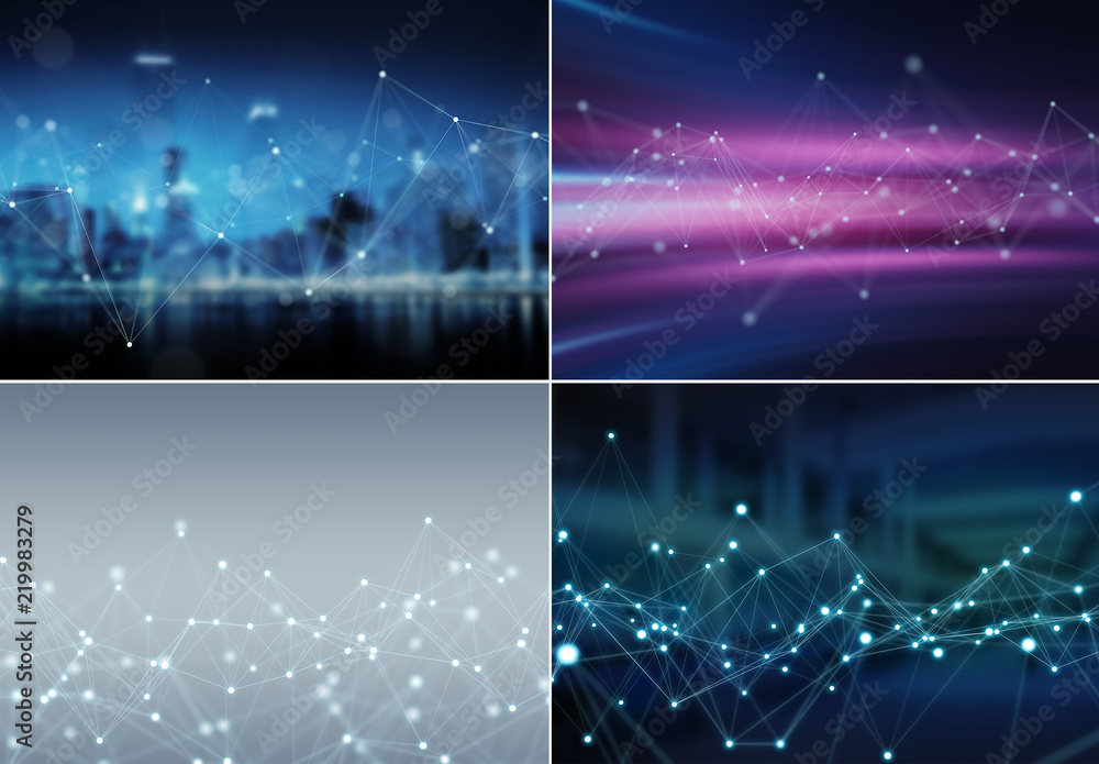 Isolated Four Abstract Network Backgrounds Stock Template | Adobe Stock