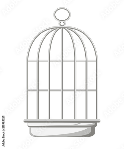 Silver bird cage icon. Flat vector illustration isolated on white background