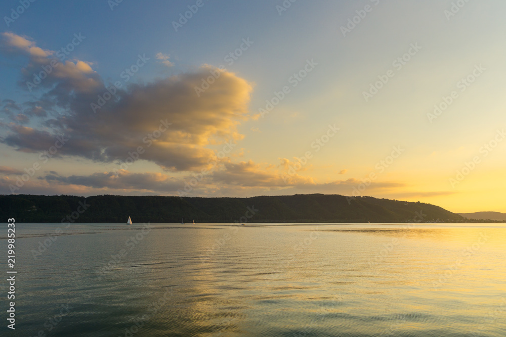 Germany, Lake constance in twilight mood