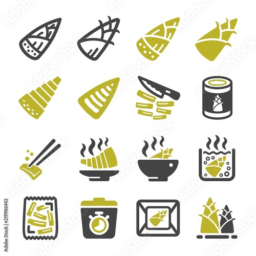 bamboo shoot icon set