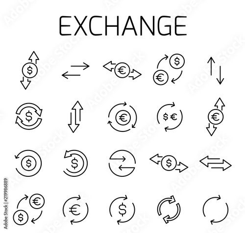 Exchangel related vector icon set.