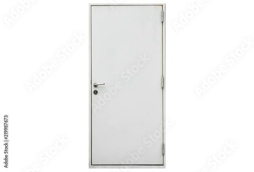 old grey metal door isolated on white background.