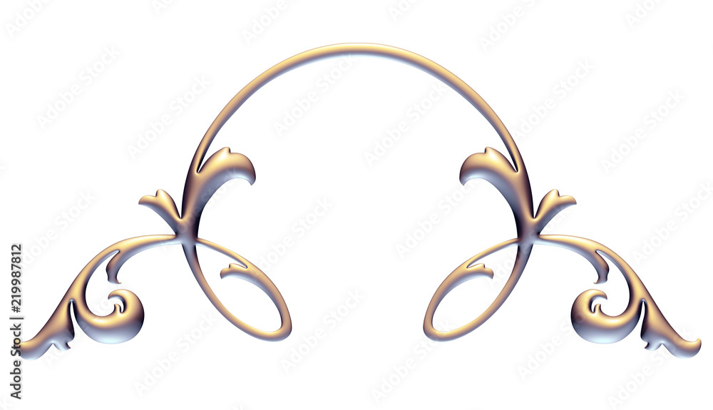 bronze floral decoration, 3d illustration