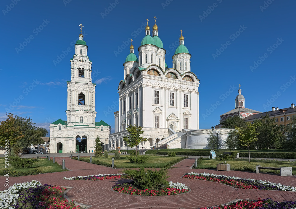 Cathedral of the Assumption and Bell Tower in the Astrakhan Kremlin, Russia