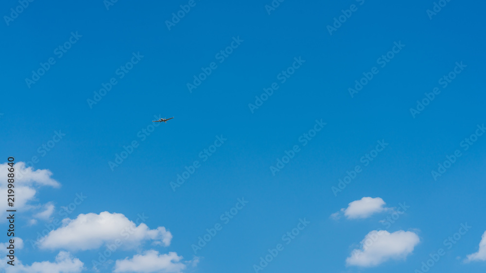 Blue propeller plane background Blue propeller plane background