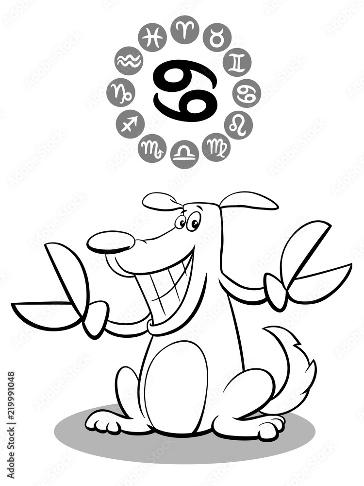 cartoon dog as Cancer Zodiac sign cartoon dog as Cancer Zodiac sign
