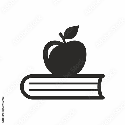 Apple and book vector icon