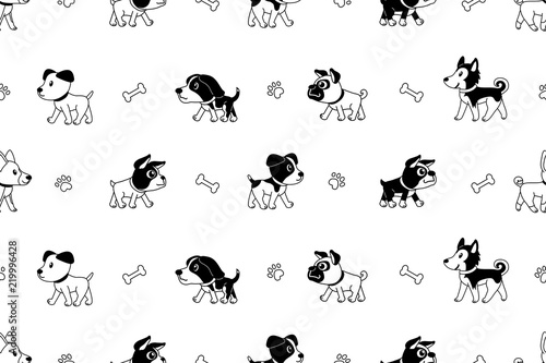 Vector cartoon character dogs seamless pattern for design. © jaaakworks