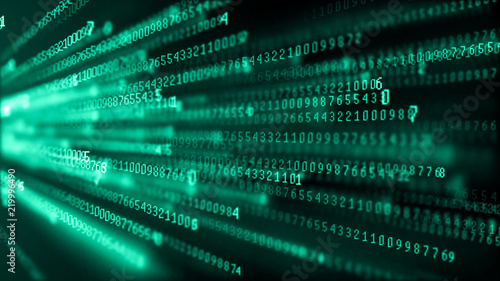 Data technology background. Big data visualization. Flow of data. Information code. Background in a matrix style. 4k rendering.