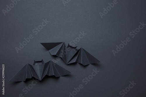 Halloween spooky dracula bats background made from origami