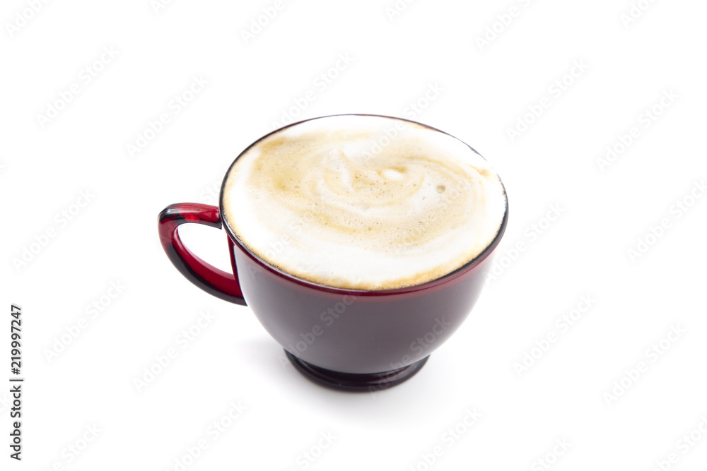 Coffee in a Red Transparent Mug on a White Background Coffee in a Red Transparent Mug on a White Background