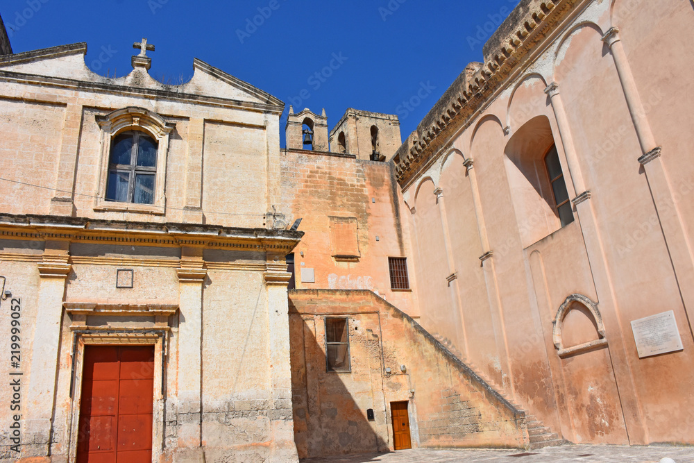 Italy, Puglia region, Massafra, typical church in the historic center of the city. View of the facades.
