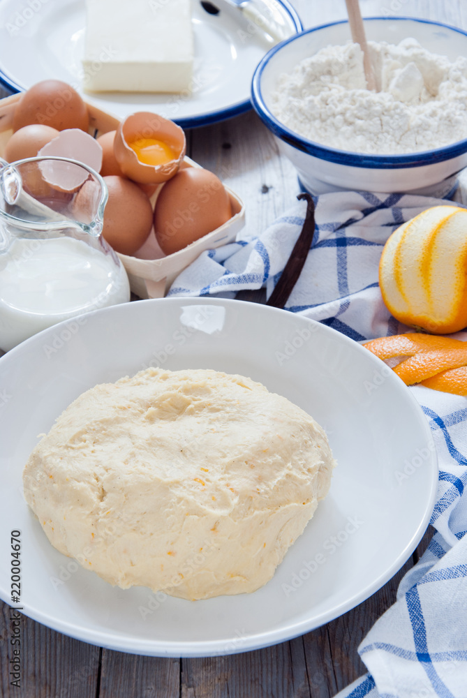 Raw Brioche Dough with Vanilla and Orange zest Raw Brioche Dough with Vanilla and Orange zest