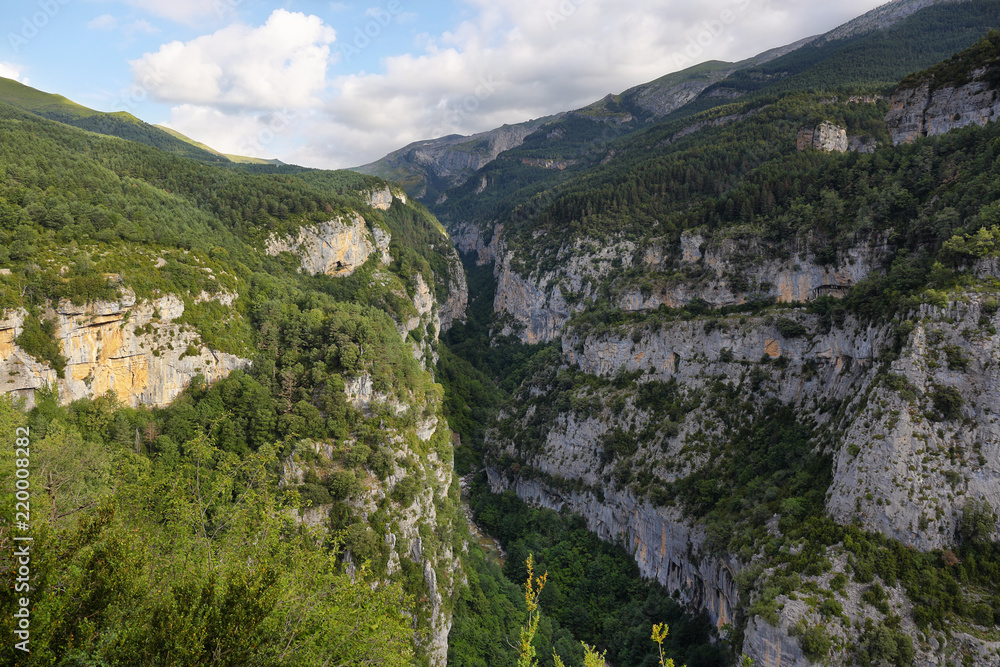 Fototapeta premium A view of the Escuain gorge from Revilla viewpoint