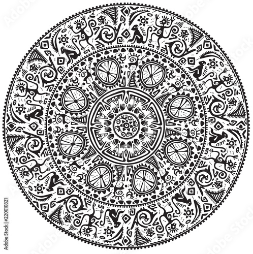 Monochrome round seamless ornament.