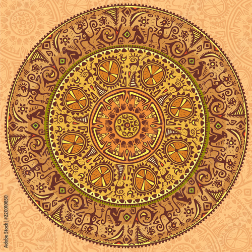 Round seamless ornament in ethnic style