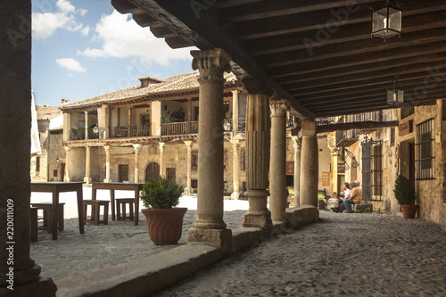 Spain, Pedraza Medieval Village Main Square Typical Architecture. Cityscape