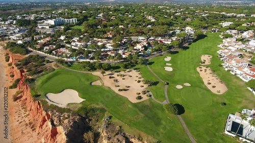 Aerial. Video shot of a drone over the beaches Vale de Lobo, Algarve.
