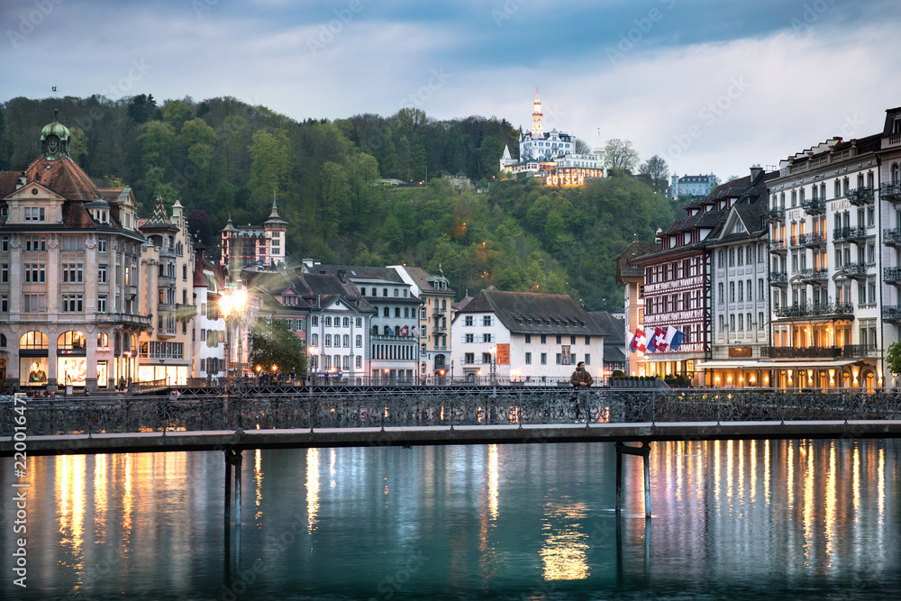 A photo of beautiful Lucerne after the sunset