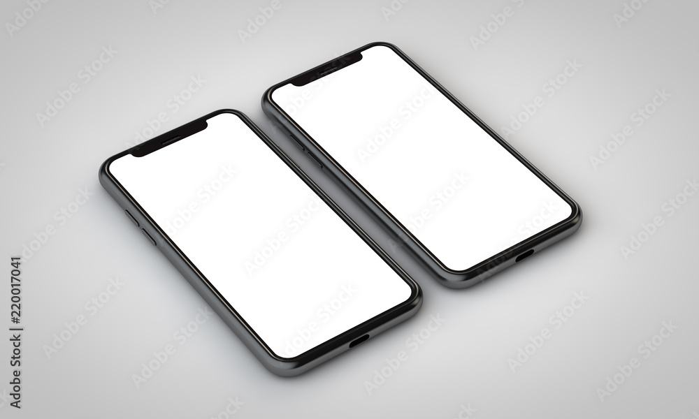 Modern frameless smartphone 3D mock up with blank white screen. 3D Rendering Modern frameless smartphone 3D mock up with blank white screen. 3D Rendering