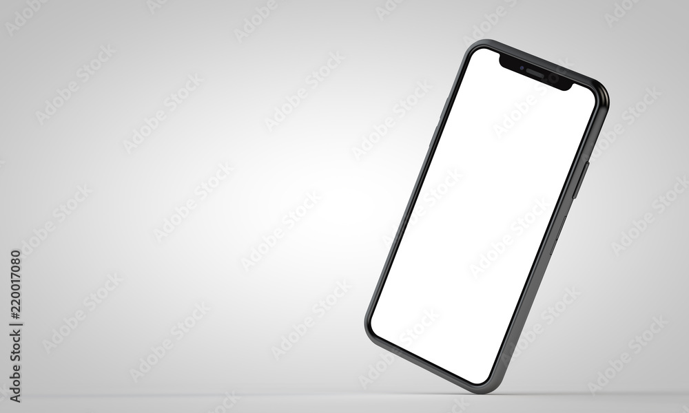 Modern frameless smartphone 3D mock up with blank white screen. 3D Rendering Modern frameless smartphone 3D mock up with blank white screen. 3D Rendering