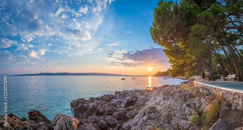 Fototapeta Naklejka Na Ścianę i Meble -  Sunset at Adriatic sea in summer