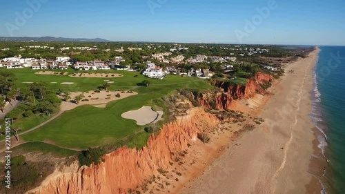 Aerial. Video shot of a drone over the beaches Vale de Lobo, Algarve.