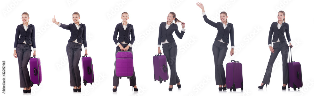 Woman with suitacases preparing for summer vacation Woman with suitacases preparing for summer vacation