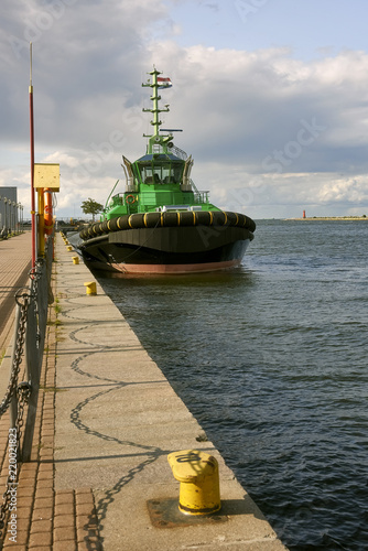 Port Gdansk, Poland - a modern tug boat with a visit to the port of Gdansk