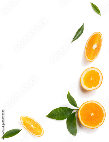 Leaves and fruits of orange tree.