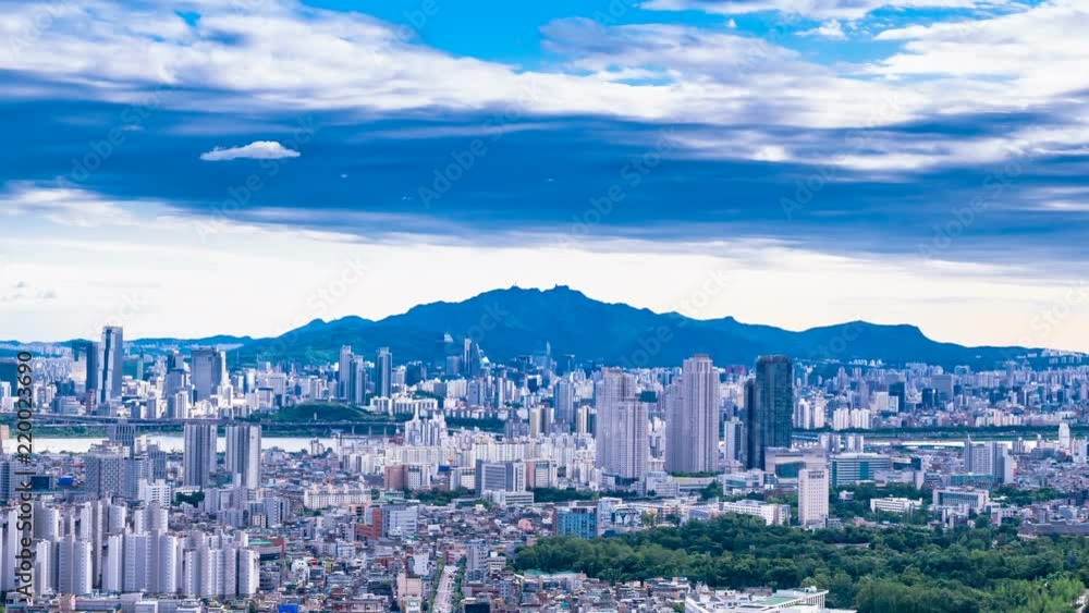 South Korea, taking the beautiful scenery of Seoul with Time lapse. Zoom out South Korea, taking the beautiful scenery of Seoul with Time lapse. Zoom out