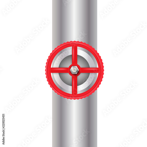 Red valve with bolt. Vector illustration 