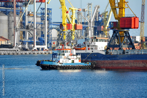 Tugboat assisting bulk cargo ship © Unkas Photo