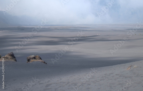 black ash sand dunes in Bromo Tengger national park, Whisper sand at Java island in JAVA, INDONESIA